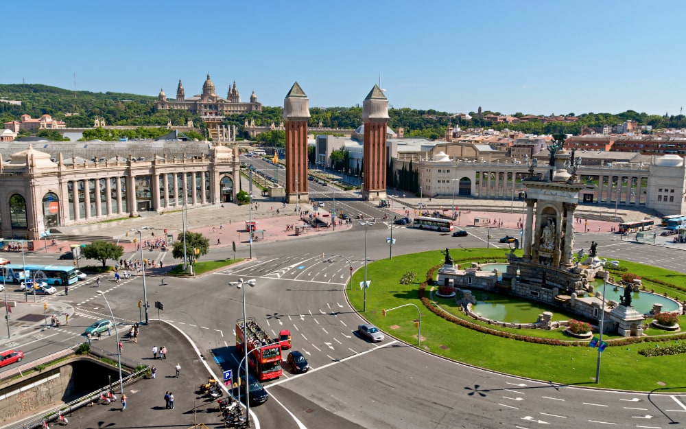 Plaza Espana in Barcelona and National Palace