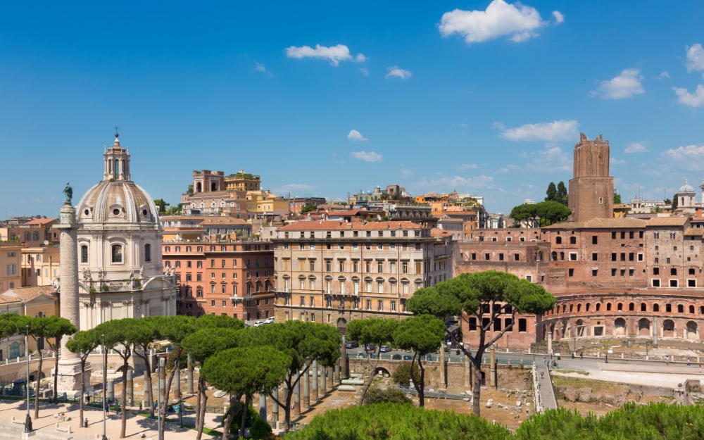 Panoramic view of Imperial Forums in Rome
